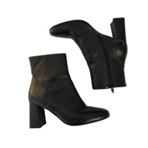 Napoleon Davos Gomma Leather Heeled Mid-calf Booties 40 Black Side-zip